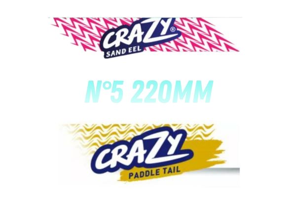 FIIISH Crazy Sand Eel et Crazy Paddle Tail Têtes plombées N°5 220mm