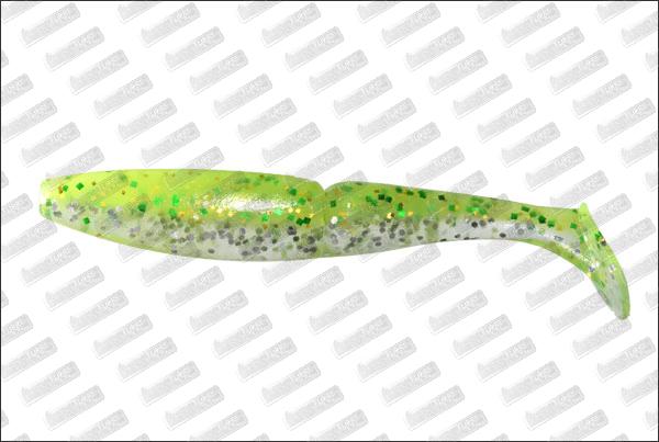 SAWAMURA One Up Shad Evolution 3'' #107 Yellow Chart Glitter